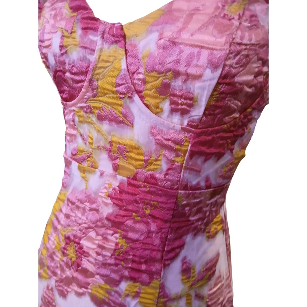 Lulus Corset Pink Floral Puff Mesh Sleeve Off Shoulder Mini Dress Milkmaid NWT - Picture 2 of 15